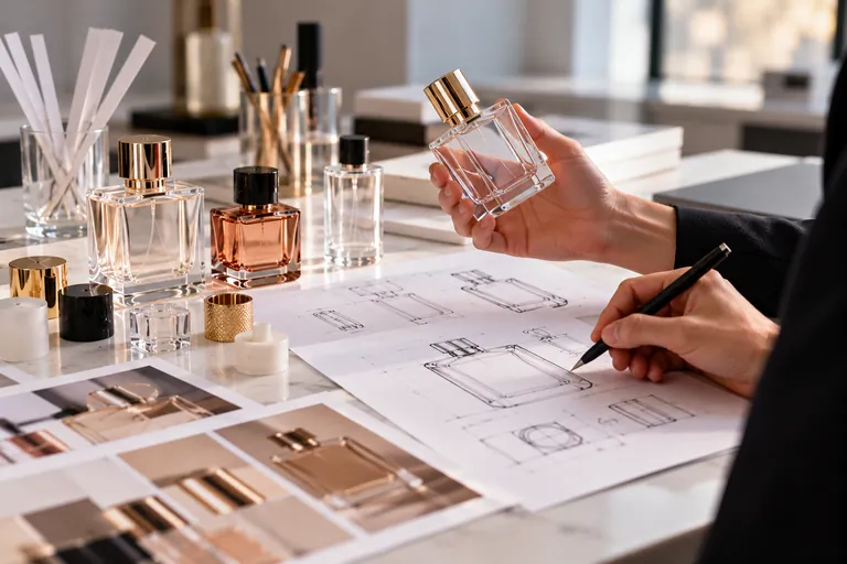 Designer sketching a new perfume bottle