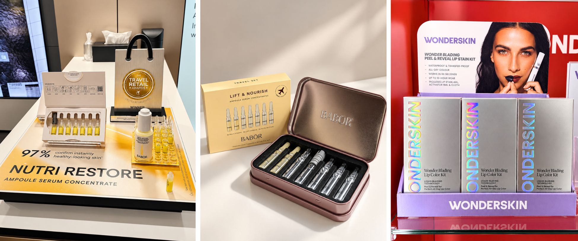 Travel-focused beauty products presented at TFWA Cannes 2026